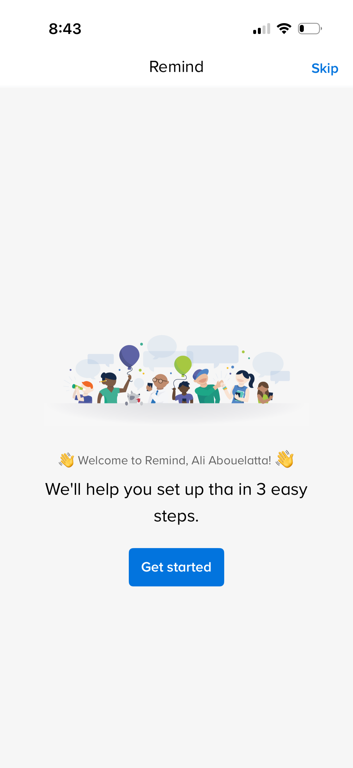 remind onboarding screenshot